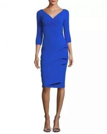 La Petite Robe di Chiara Boni Florien 3 4-Sleeve Jersey Faux-Wrap at Neiman Marcus